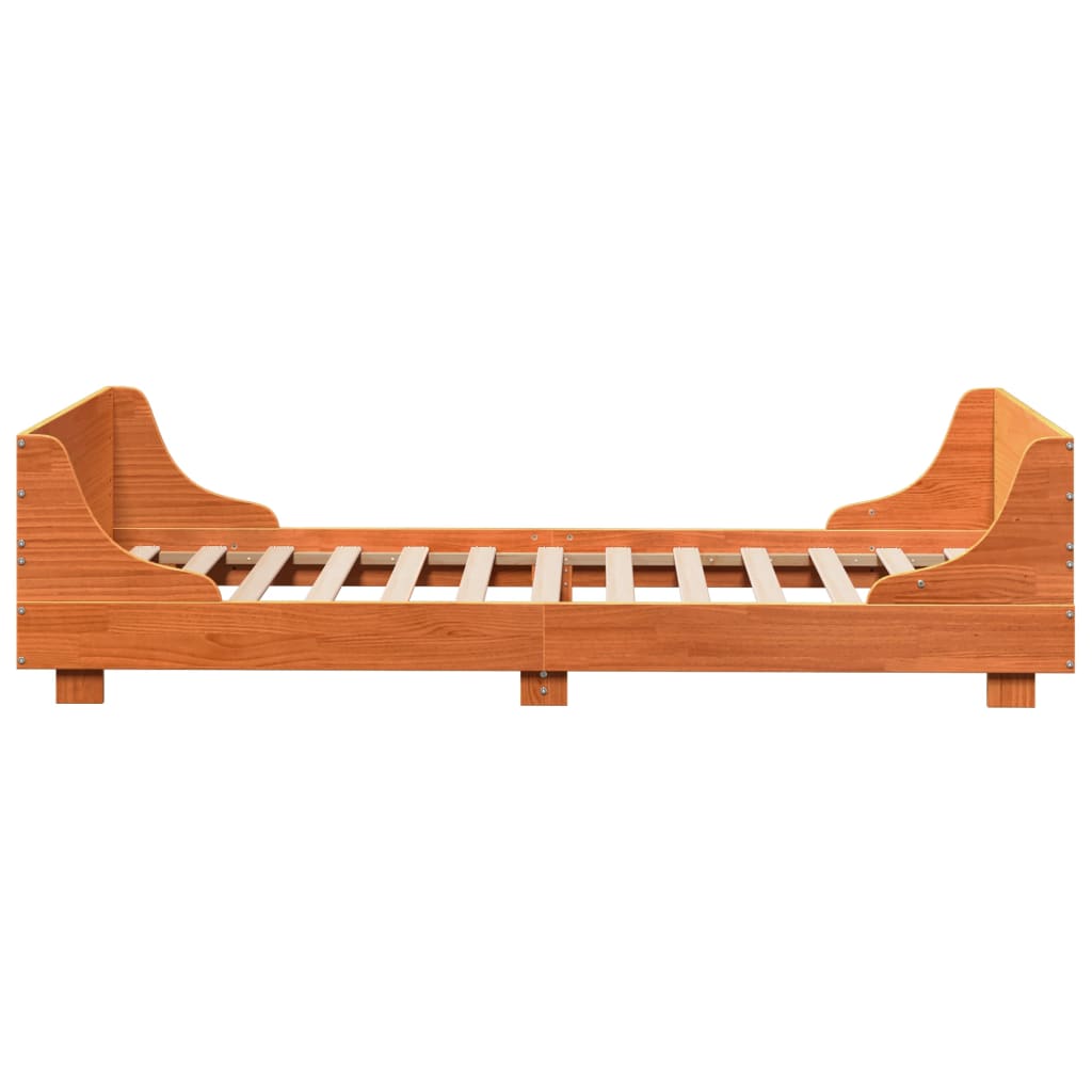 Wax Brown Solid Pine Wood Bed Frame, No Mattress, 100x200 cm