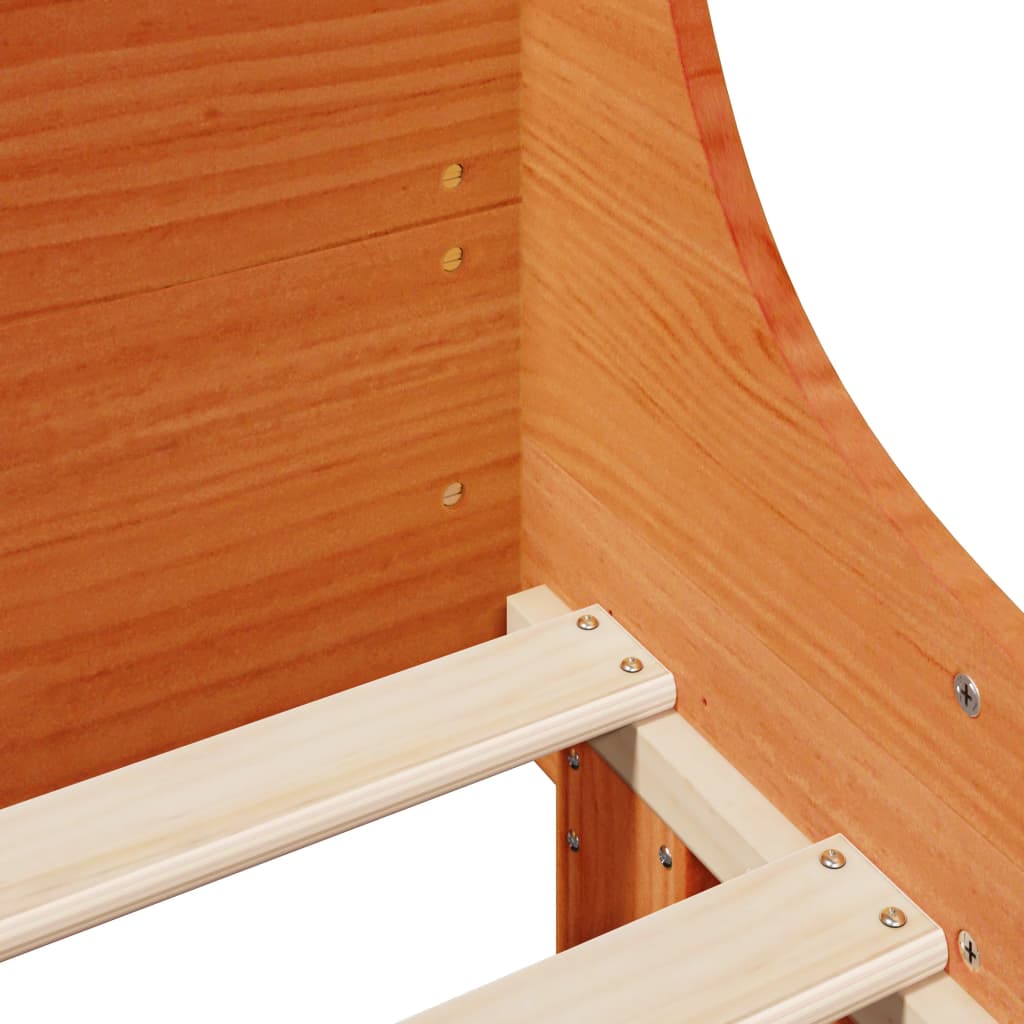 Wax Brown Solid Pine Wood Bed Frame, No Mattress, 100x200 cm