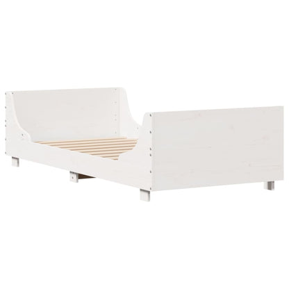Solid Pine Wood Bed Frame 90x200 cm - White Finish (No Mattress)