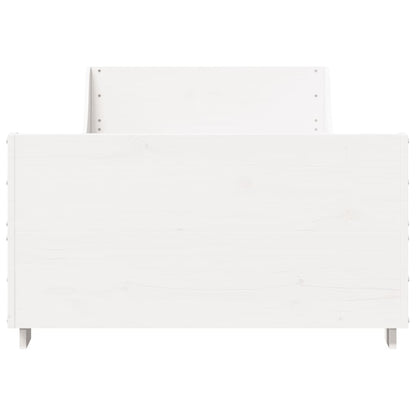 Solid Pine Wood Bed Frame 90x200 cm - White Finish (No Mattress)