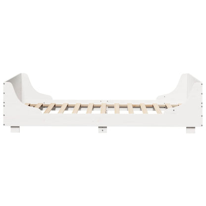 Solid Pine Wood Bed Frame 90x200 cm - White Finish (No Mattress)