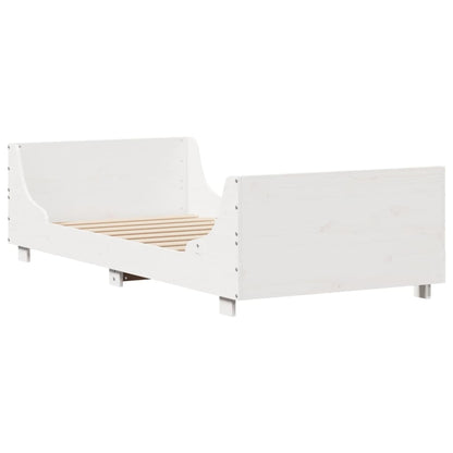 Solid Pine Wood Bed Frame 90x200 cm - White Finish (No Mattress)