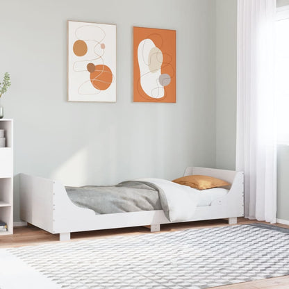 Solid Pine Wood Bed Frame 90x200 cm - White Finish (No Mattress)
