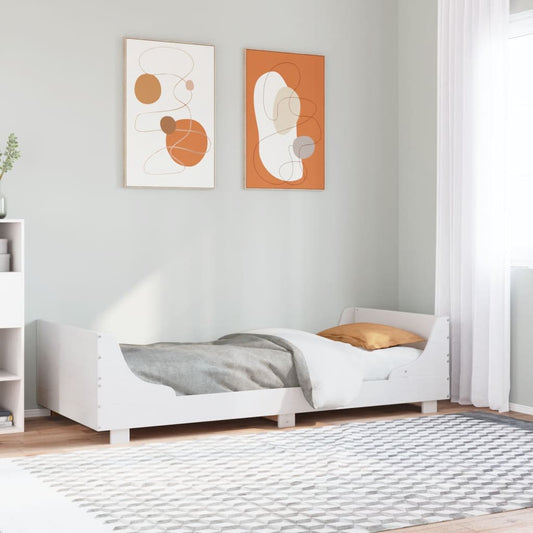Solid Pine Wood Bed Frame 90x200 cm - White Finish (No Mattress)