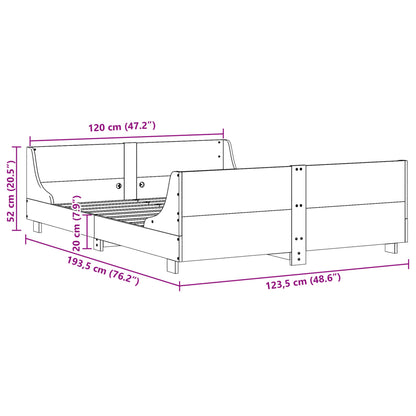 Solid Pine Small Double Bed Frame 120x190 cm - No Mattress