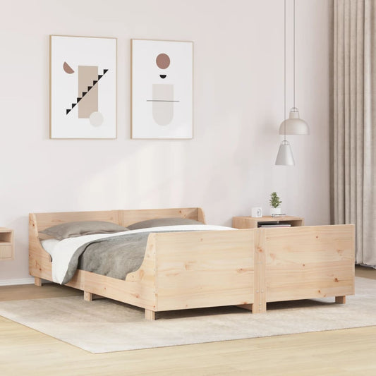 Solid Pine Small Double Bed Frame 120x190 cm - No Mattress