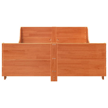 Solid Pine Wood Bed Frame, Wax Brown, 120x190 cm, Small Double