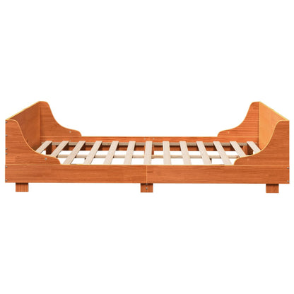 Solid Pine Wood Bed Frame, Wax Brown, 120x190 cm, Small Double