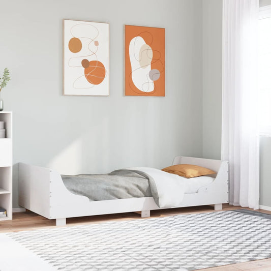 Solid Pine Wood Bed Frame, White, Small Single 75x190 cm
