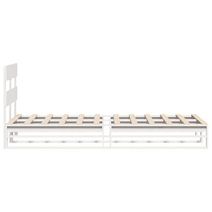 Solid Pine Wood Bed Frame - White 90x200 cm (No Mattress)