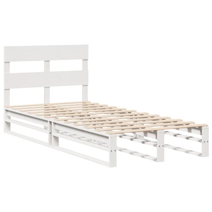 Solid Pine Wood Bed Frame, White, 75x190 cm, Small Single