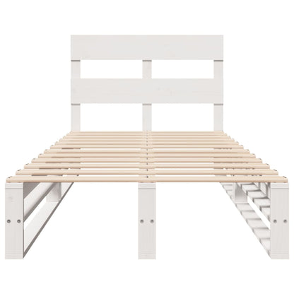 Solid Pine Wood Bed Frame, White, 75x190 cm, Small Single