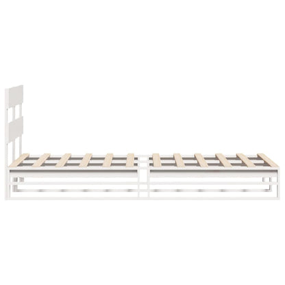 Solid Pine Wood Bed Frame, White, 75x190 cm, Small Single