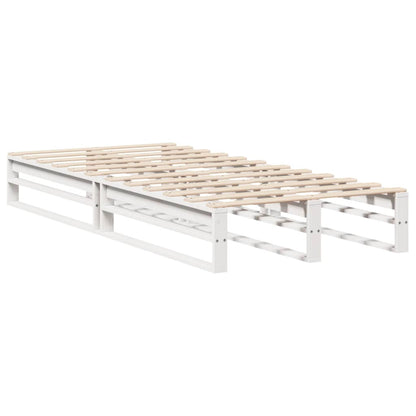 Solid Pine Wood Single Bed Frame, White 90x190 cm, No Mattress