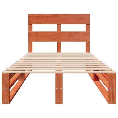 Solid Pine Wood Bed Frame, Wax Brown, 90x190 cm, Single Size