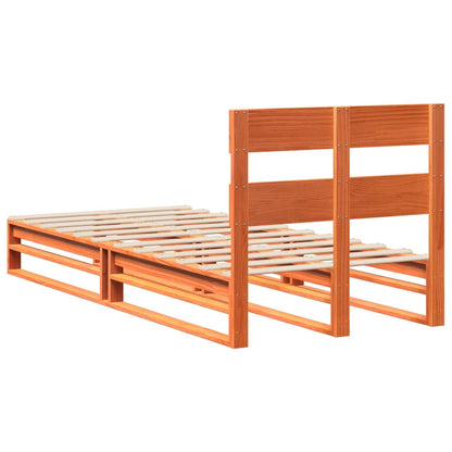 Solid Pine Wood Bed Frame, Wax Brown, 90x190 cm, Single Size