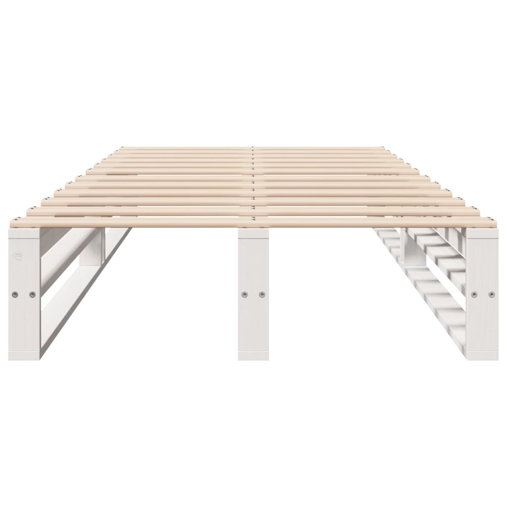 Solid Pine Bed Frame, White, 90x200 cm - No Mattress Included