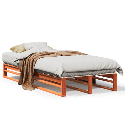 Solid Pine Bed Frame Wax Brown 100x200 cm - No Mattress Included
