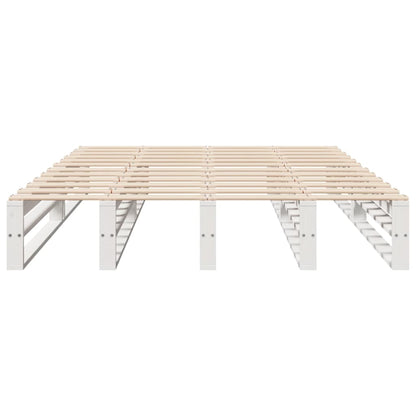 White Solid Pine Wood Bed Frame 140x200 cm - No Mattress Included