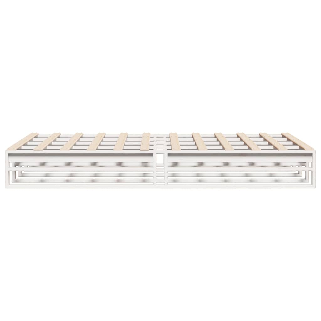 Solid Pine White King Bed Frame 150x200 cm - No Mattress Included