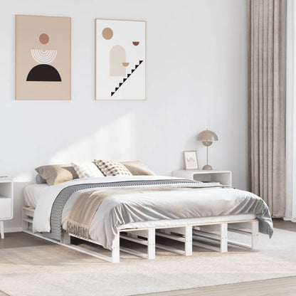 Solid Pine White King Bed Frame 150x200 cm - No Mattress Included