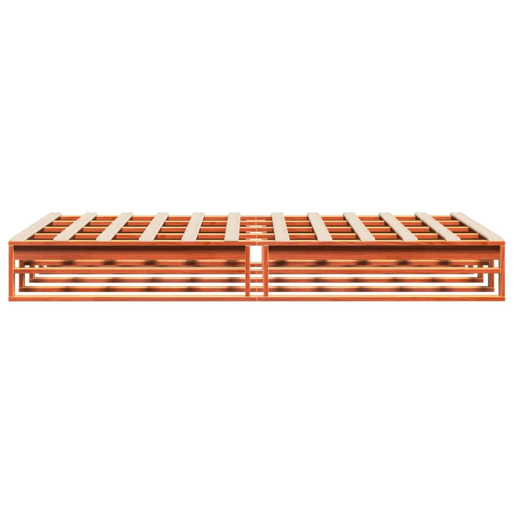 Solid Pine King Bed Frame, Wax Brown, 150x200 cm | No Mattress