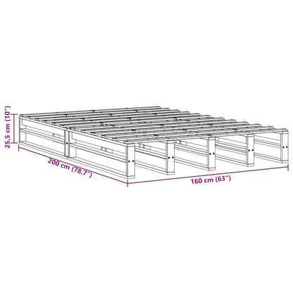 Solid Pine Wood Bed Frame 160x200 cm - Mattress Not Included