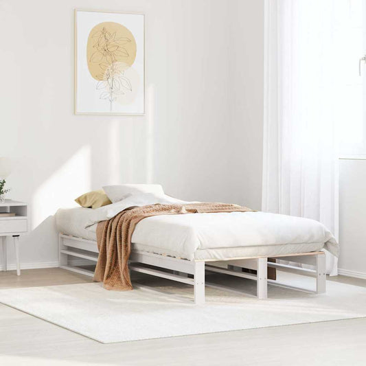 Solid Pine White Bed Frame, Small Single 75x190 cm