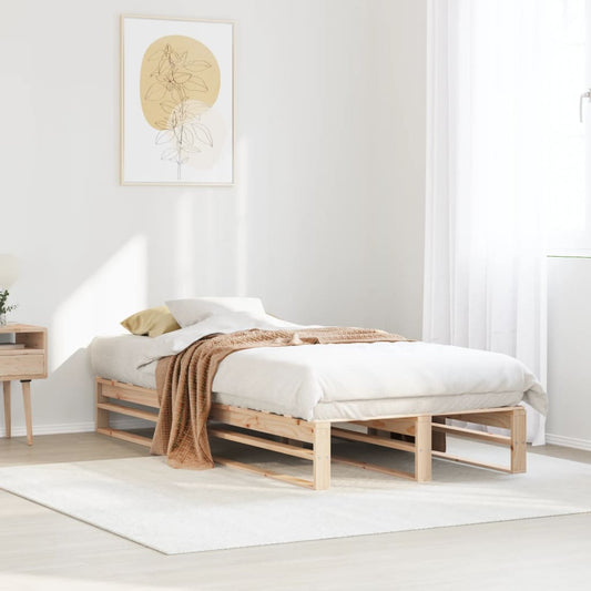 Solid Pine Wood Single Bed Frame, 90x190 cm, No Mattress Included