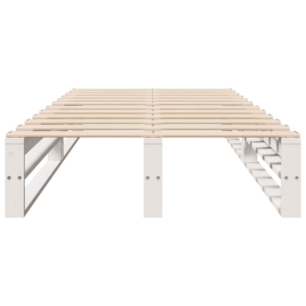 White Solid Pine Wood Bed Frame 90x190 cm - Single Size