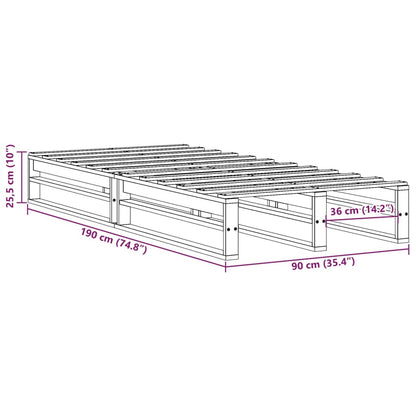 White Solid Pine Wood Bed Frame 90x190 cm - Single Size