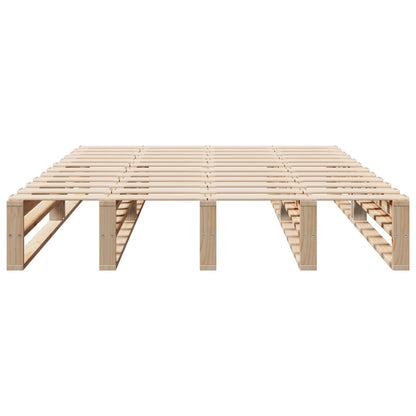 Solid Pine Wood Double Bed Frame 135x190 cm - Natural Finish