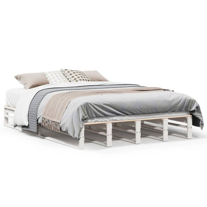 Solid Pine White Double Bed Frame 135x190 cm - No Mattress