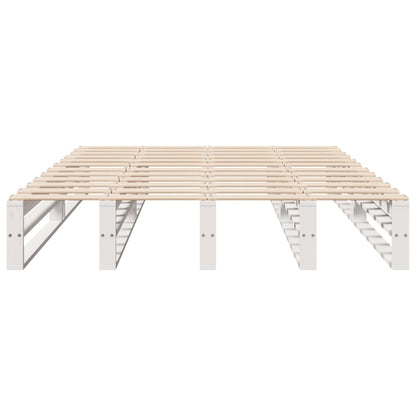 Solid Pine White Double Bed Frame 135x190 cm - No Mattress