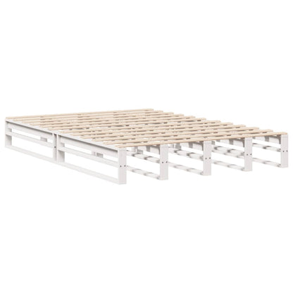 Solid Pine White Double Bed Frame 135x190 cm - No Mattress