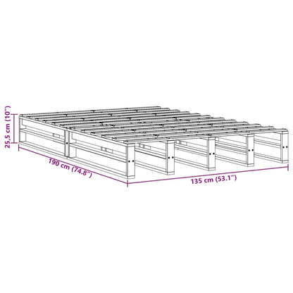 Solid Pine White Double Bed Frame 135x190 cm - No Mattress