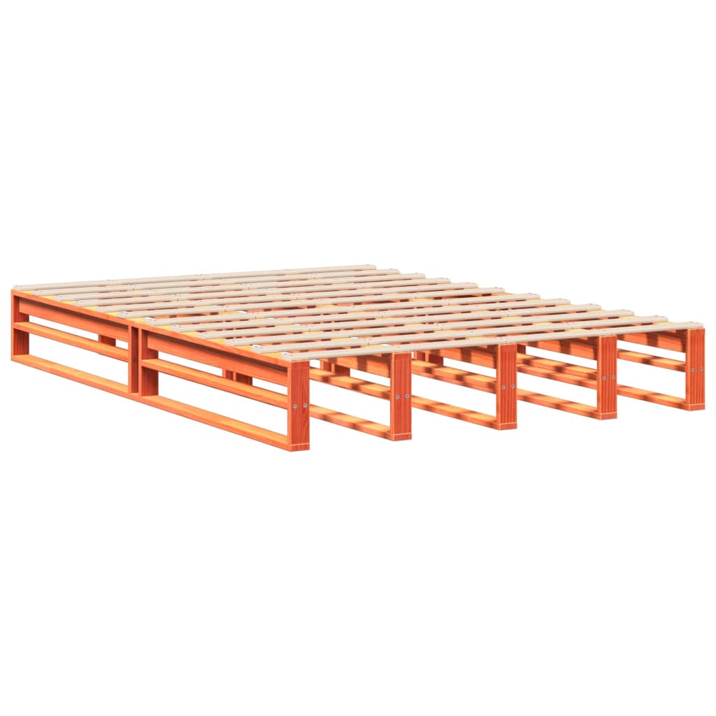 Solid Pine Bed Frame, Wax Brown 135x190 cm Double, Without Mattress