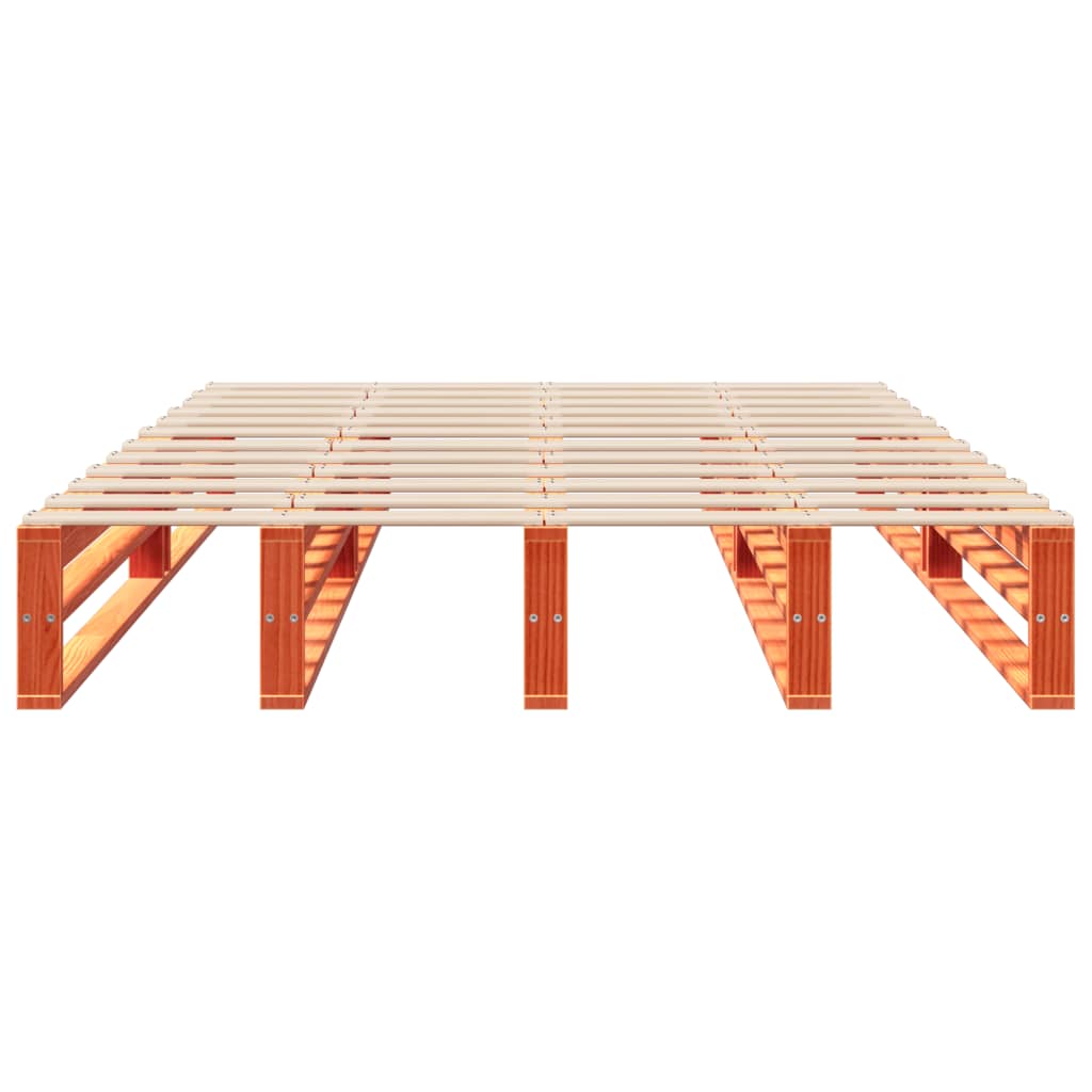 Solid Pine Bed Frame, Wax Brown 135x190 cm Double, Without Mattress