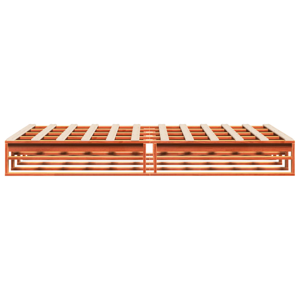 Solid Pine Bed Frame, Wax Brown 135x190 cm Double, Without Mattress