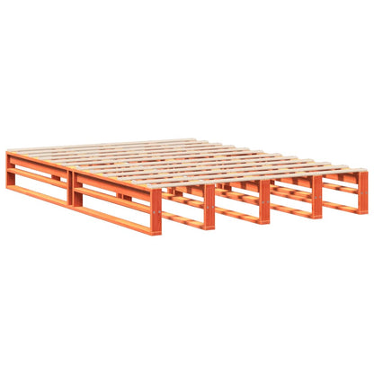 Solid Pine Bed Frame, Wax Brown 135x190 cm Double, Without Mattress