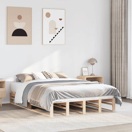Solid Pine Wood Bed Frame 140x190 cm - Sturdy & Stylish Design
