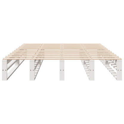 Solid Pine Bed Frame, No Mattress, White, 140x190 cm