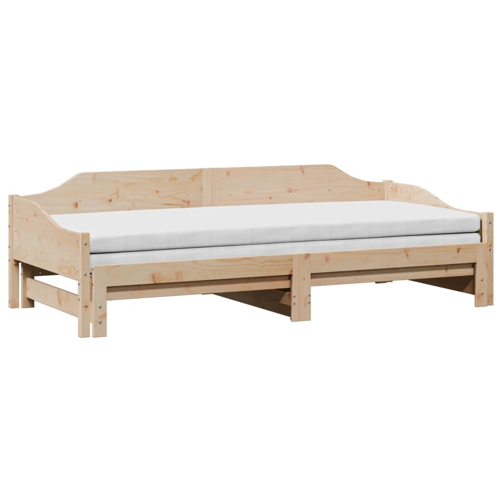 Solid Wood Daybed with Trundle - 90x190 cm Single Frame (No Mattress)