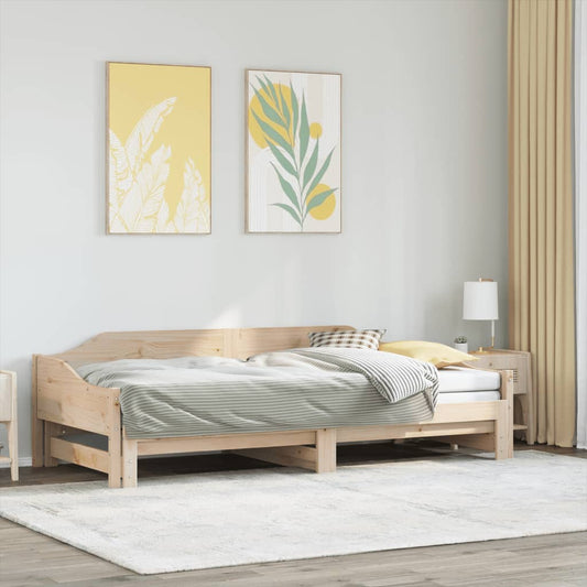 Solid Wood Daybed with Trundle - 90x190 cm Single Frame (No Mattress)