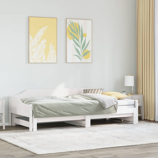 Solid Wood Daybed with Trundle, White 90x190 cm - No Mattress