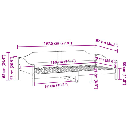 Solid Pine White Bed Frame, Single 90x190 cm, No Mattress