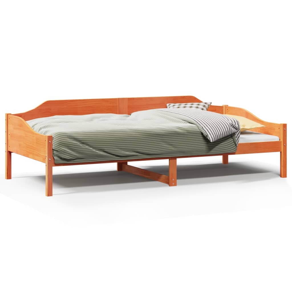 Solid Pine Wood Bed Frame, Wax Brown, 90x190 cm Single Size