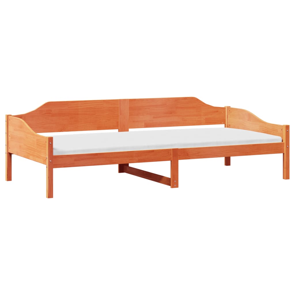 Solid Pine Wood Bed Frame, Wax Brown, 90x190 cm Single Size