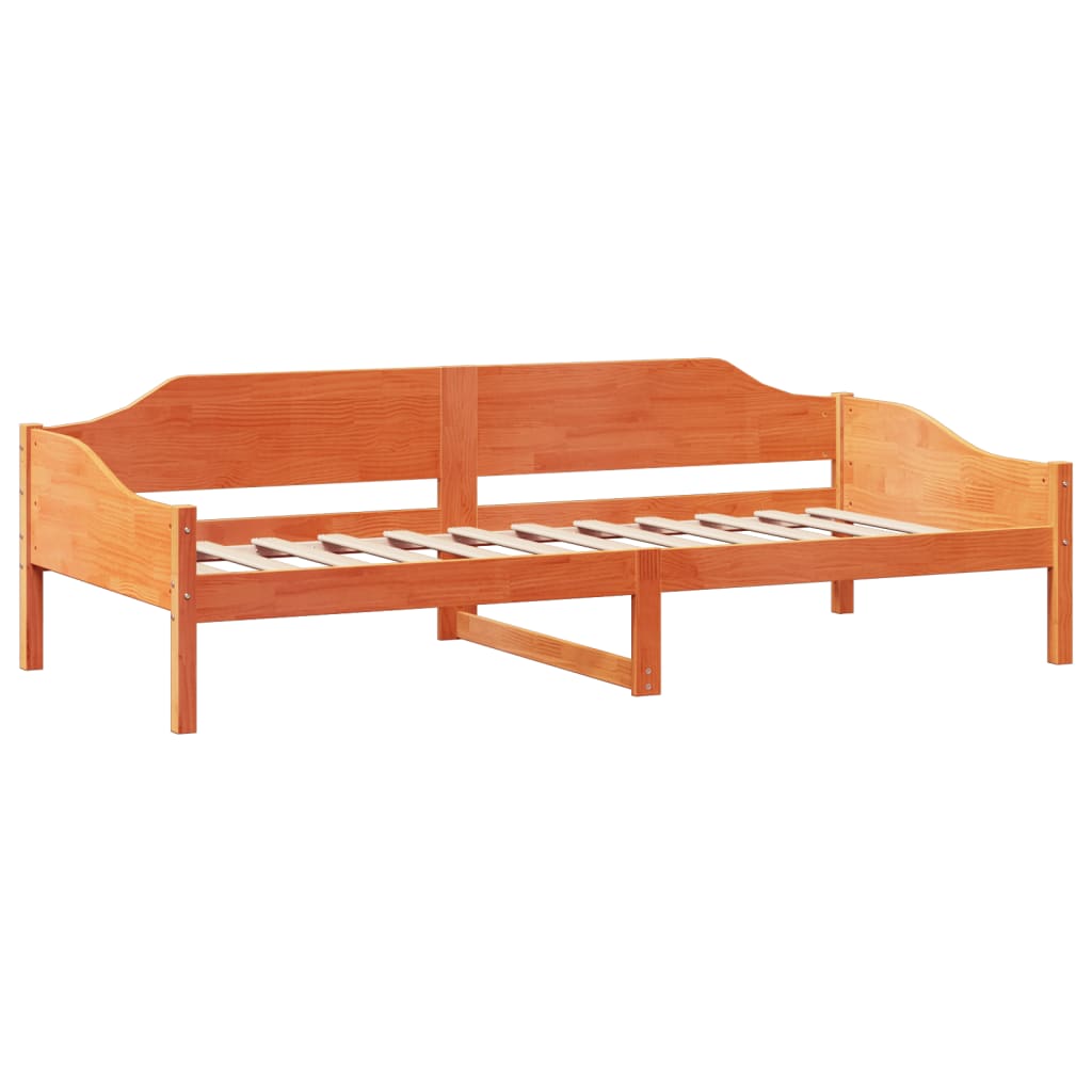 Solid Pine Wood Bed Frame, Wax Brown, 90x190 cm Single Size