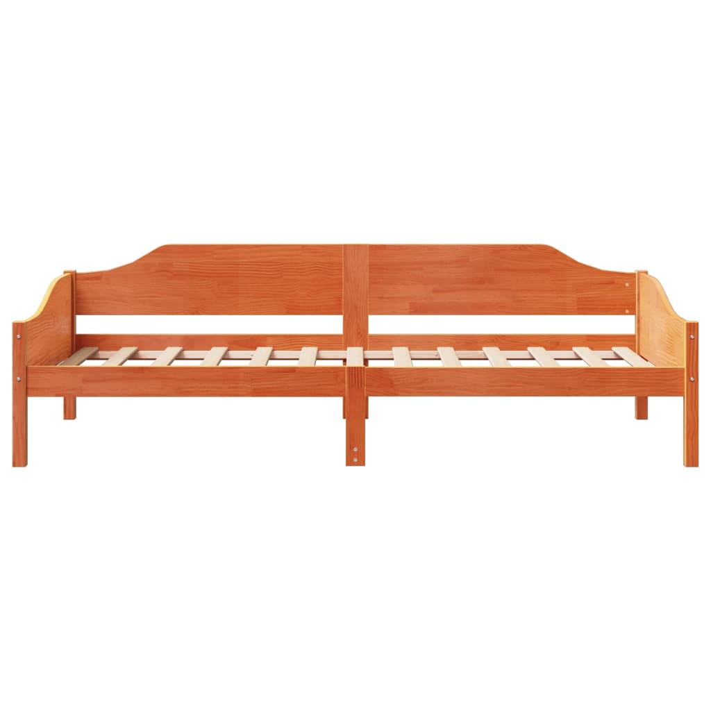 Solid Pine Wood Bed Frame, Wax Brown, 90x190 cm Single Size